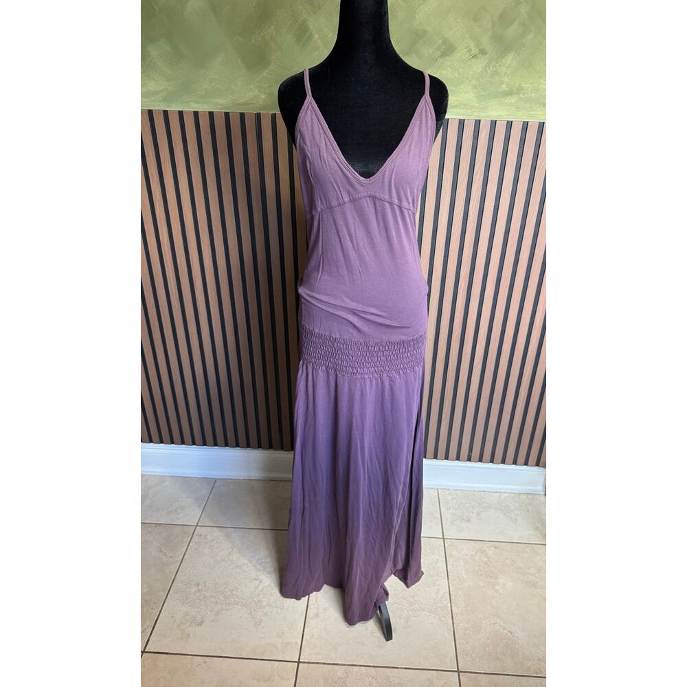 Enza Costa Smocked Drop Waist Maxi Dress Purple Size Medium - Picture 2 of 10